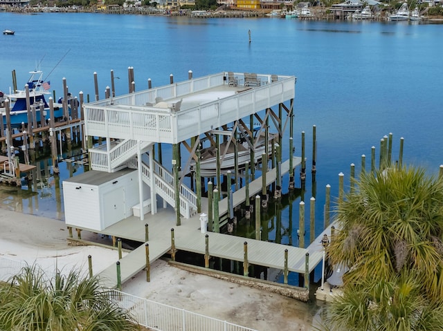 view of dock featuring a water view