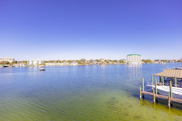 dock area featuring a water view