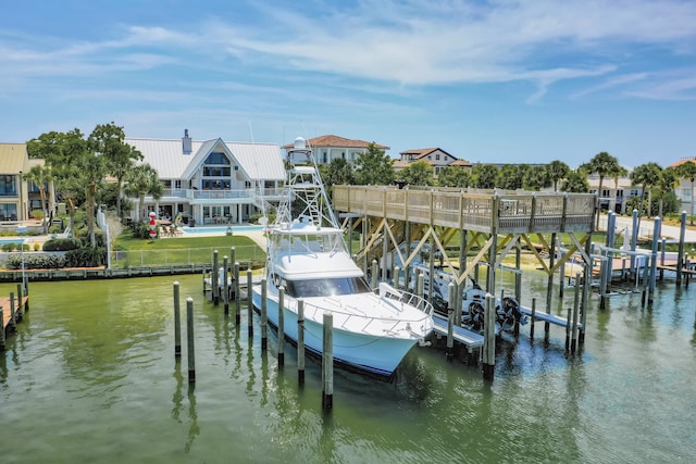 view of dock featuring a water view