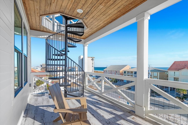 balcony with a water view