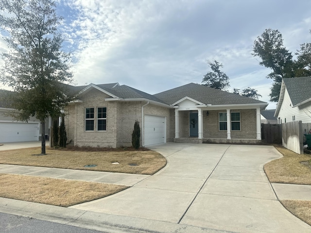 single story home featuring a garage