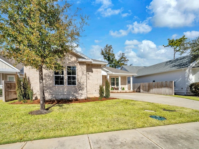 view of front of home with a front yard