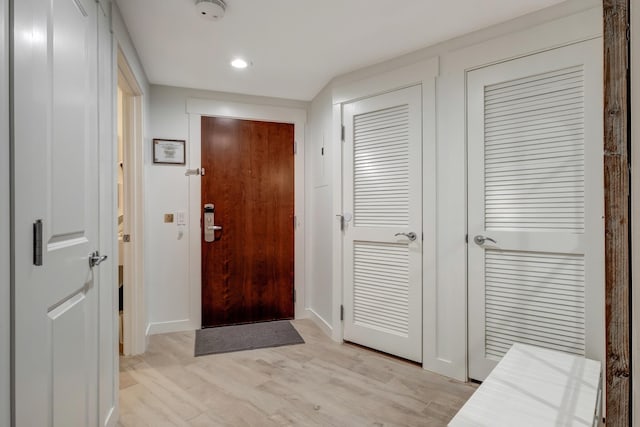 doorway to outside featuring light wood-type flooring