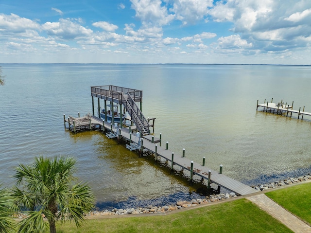 view of dock featuring a water view