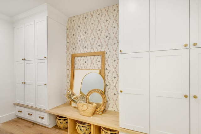 mudroom featuring light wood-type flooring