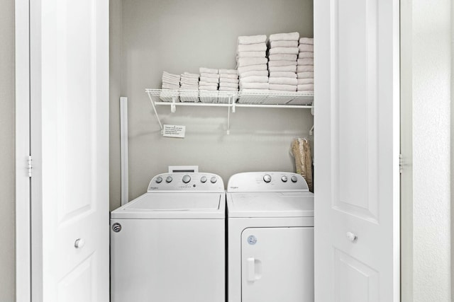 laundry room featuring washer and dryer