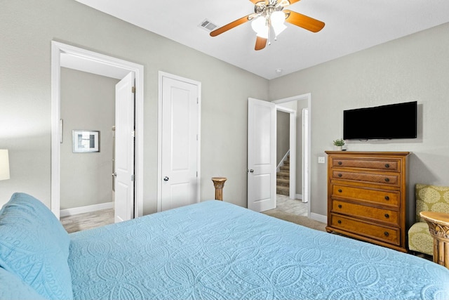 bedroom featuring ceiling fan