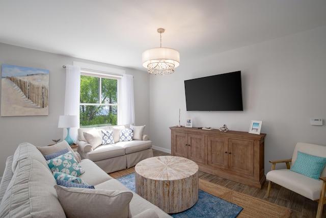 living room with wood-type flooring