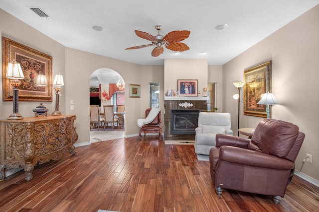 6568 Castlewood St, Navarre, FL 32566 - living area with hardwood / wood-style flooring and ceiling fan