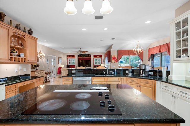 6568 Castlewood St, Navarre, FL 32566 - kitchen with pendant lighting, sink, dishwasher, a wealth of natural light, and black electric cooktop