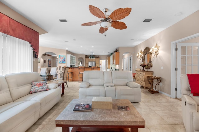6568 Castlewood St, Navarre, FL 32566 - tiled living room featuring ceiling fan