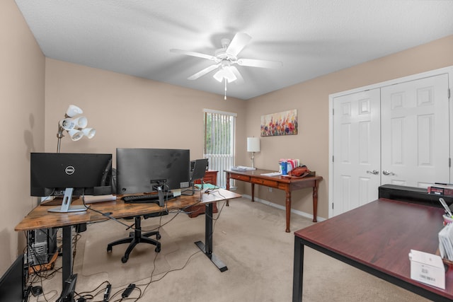 6568 Castlewood St, Navarre, FL 32566 - carpeted home office featuring a textured ceiling and ceiling fan