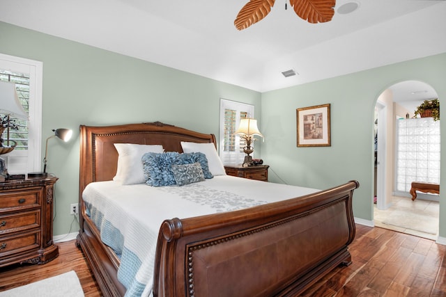6568 Castlewood St, Navarre, FL 32566 - bedroom featuring hardwood / wood-style flooring and ceiling fan