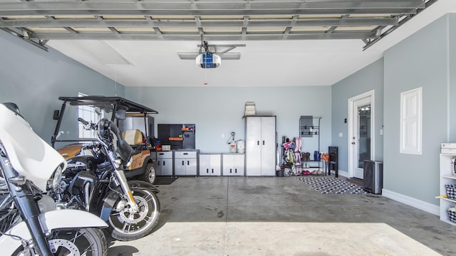 garage with a garage door opener