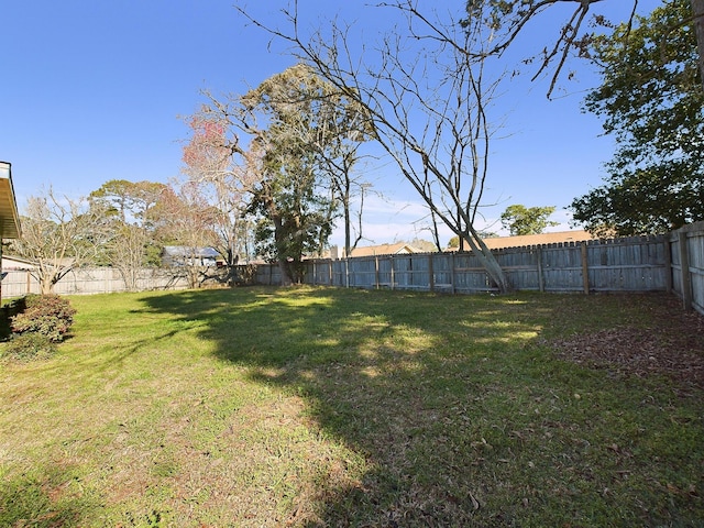 view of yard featuring a fenced backyard