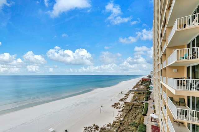 property view of water with a beach view