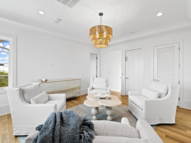 living room with light wood-type flooring