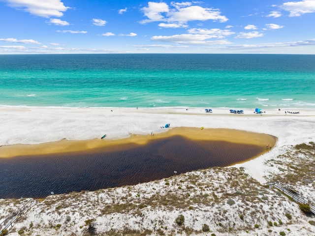 view of water feature with a view of the beach