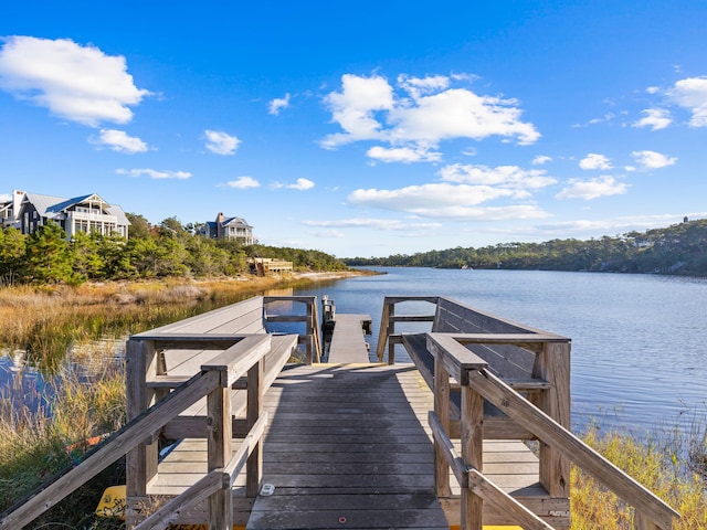 dock area featuring a water view