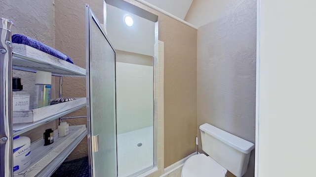 bathroom featuring toilet and walk in shower