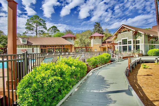 view of property's community with a swimming pool