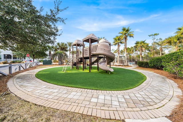 view of play area featuring a yard