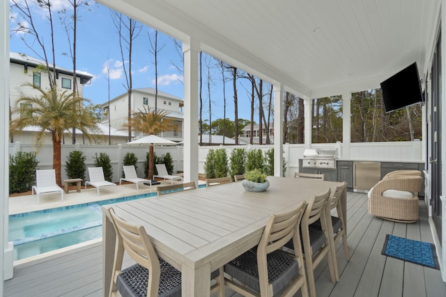 sunroom with wooden ceiling