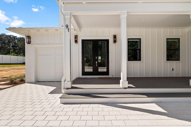 view of exterior entry with french doors