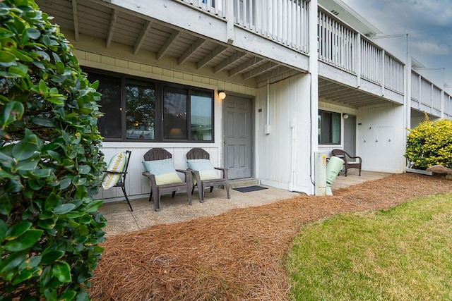 doorway to property with a balcony