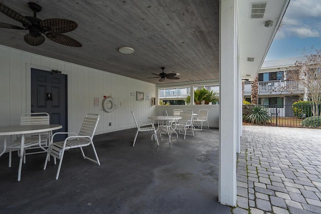 view of patio with ceiling fan