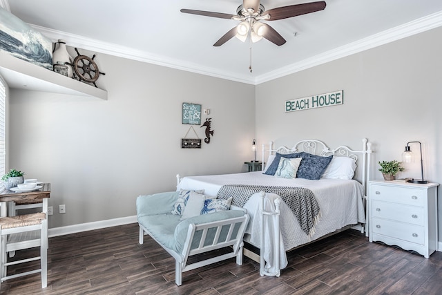 bedroom featuring ceiling fan and ornamental molding