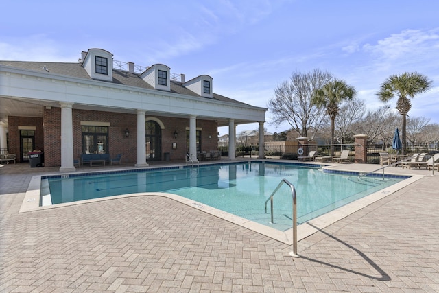 view of swimming pool featuring a patio