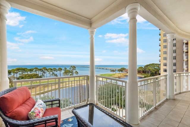 balcony with a water view