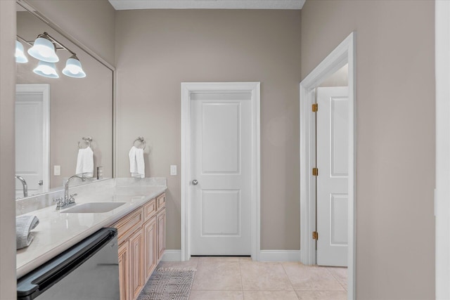 bathroom featuring vanity and tile patterned flooring