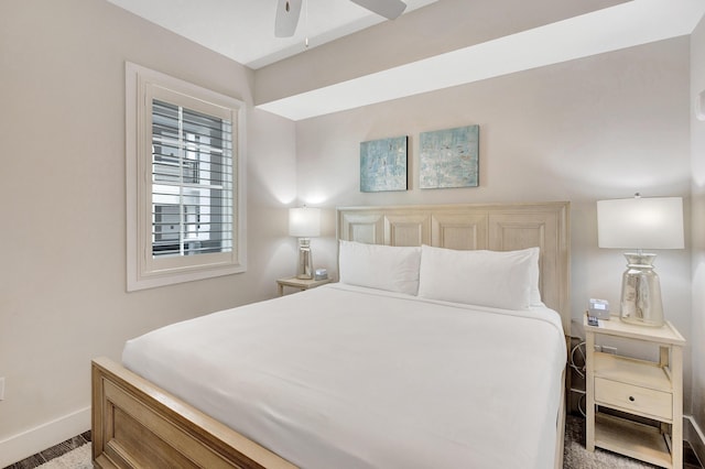 bedroom featuring ceiling fan