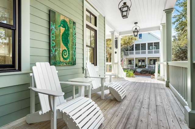 deck with covered porch