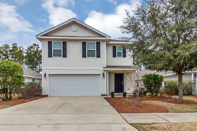 view of front property with a garage