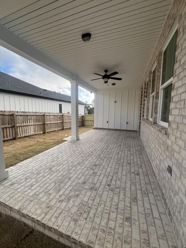 view of patio / terrace with ceiling fan