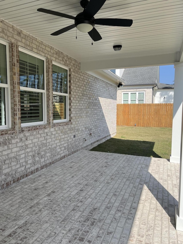 view of patio with ceiling fan