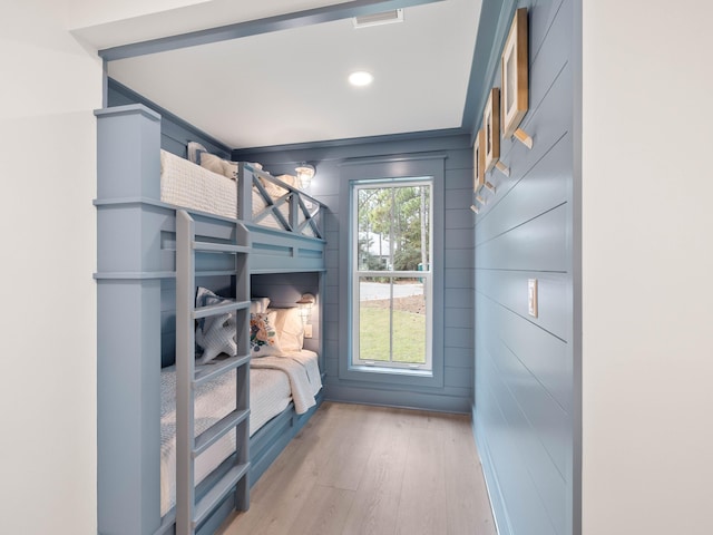 bedroom with light wood-type flooring