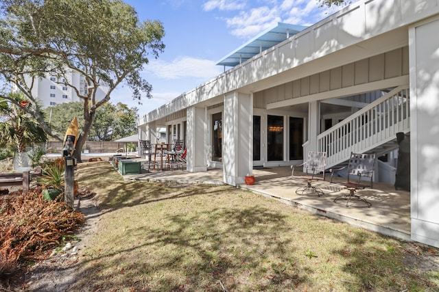 exterior space featuring a swimming pool and a patio