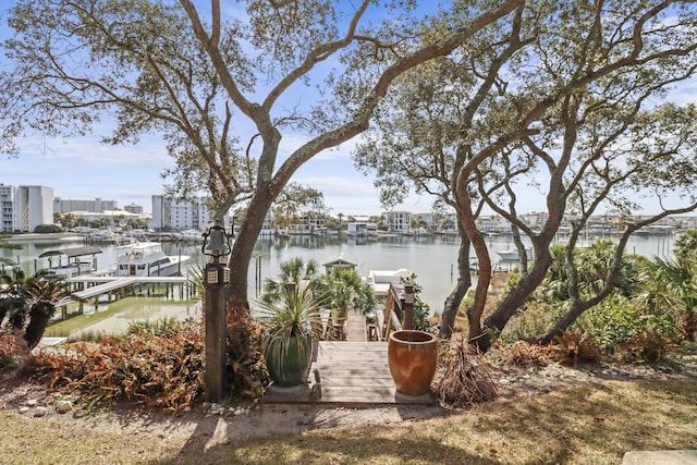 view of dock featuring a water view