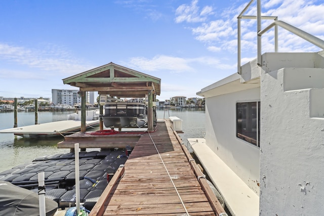 view of dock featuring a water view