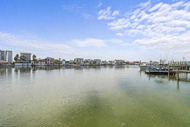 exterior space with a water view