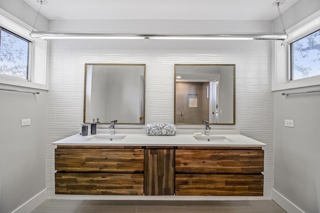 bathroom with vanity and plenty of natural light