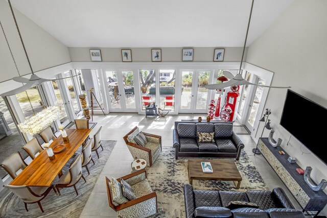 living room with french doors