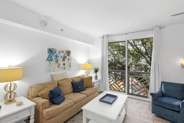 living room with light wood-type flooring