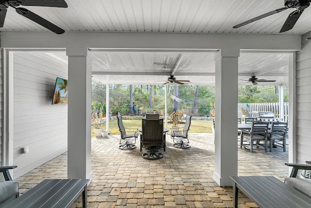 view of patio / terrace with ceiling fan