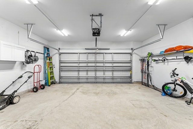 garage with a garage door opener