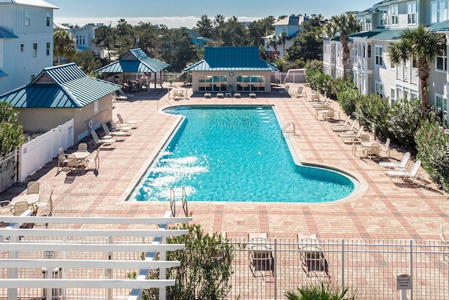 view of pool with a gazebo and a patio area